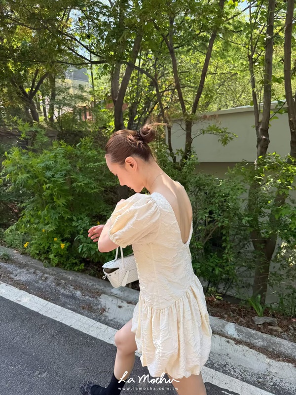 公主風澎袖立體花紋生日洋裝